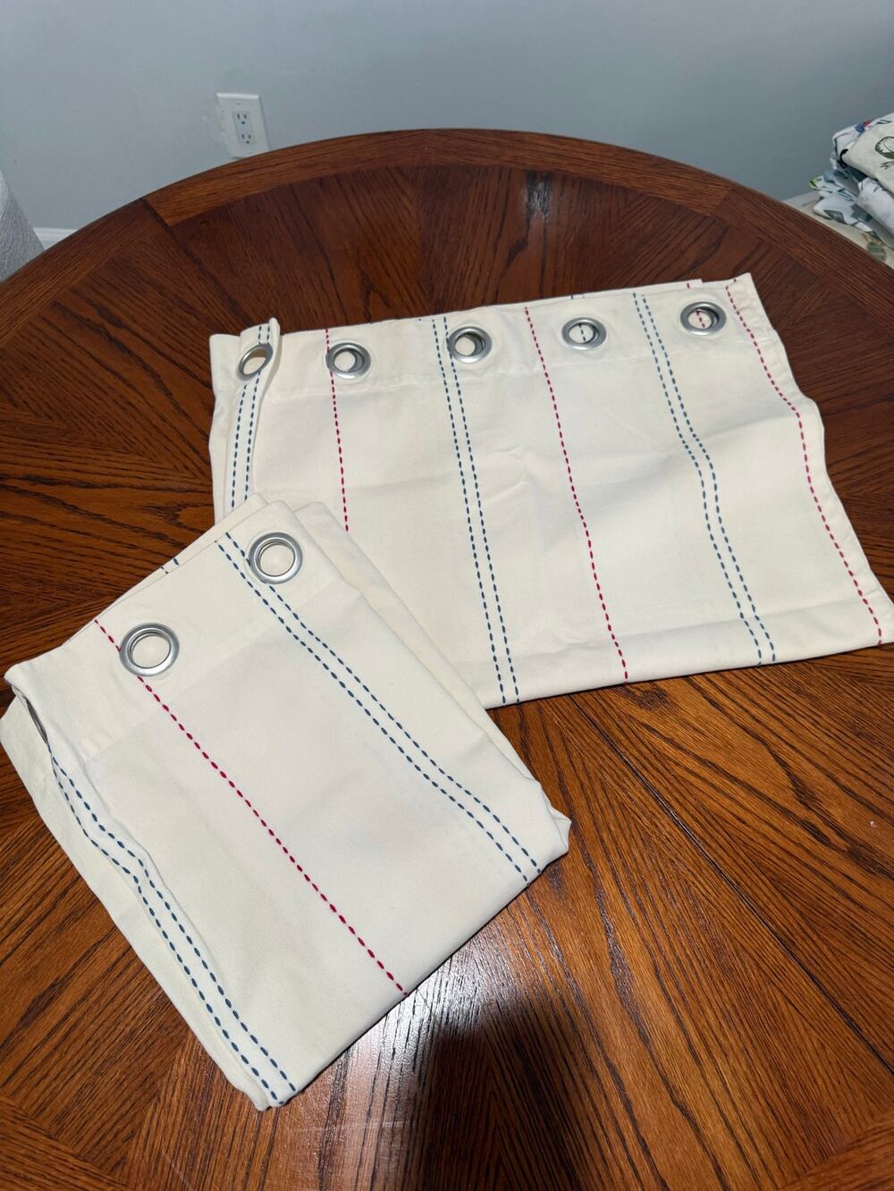 Pottery Barn Kids Pickstitch Curtain Red and Blue Window 44x63